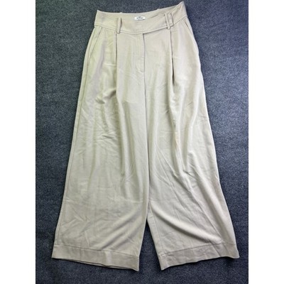 Rodebjer Obi Pants Women XL Beige Pleated Wide Leg Cropped Viscose Blend