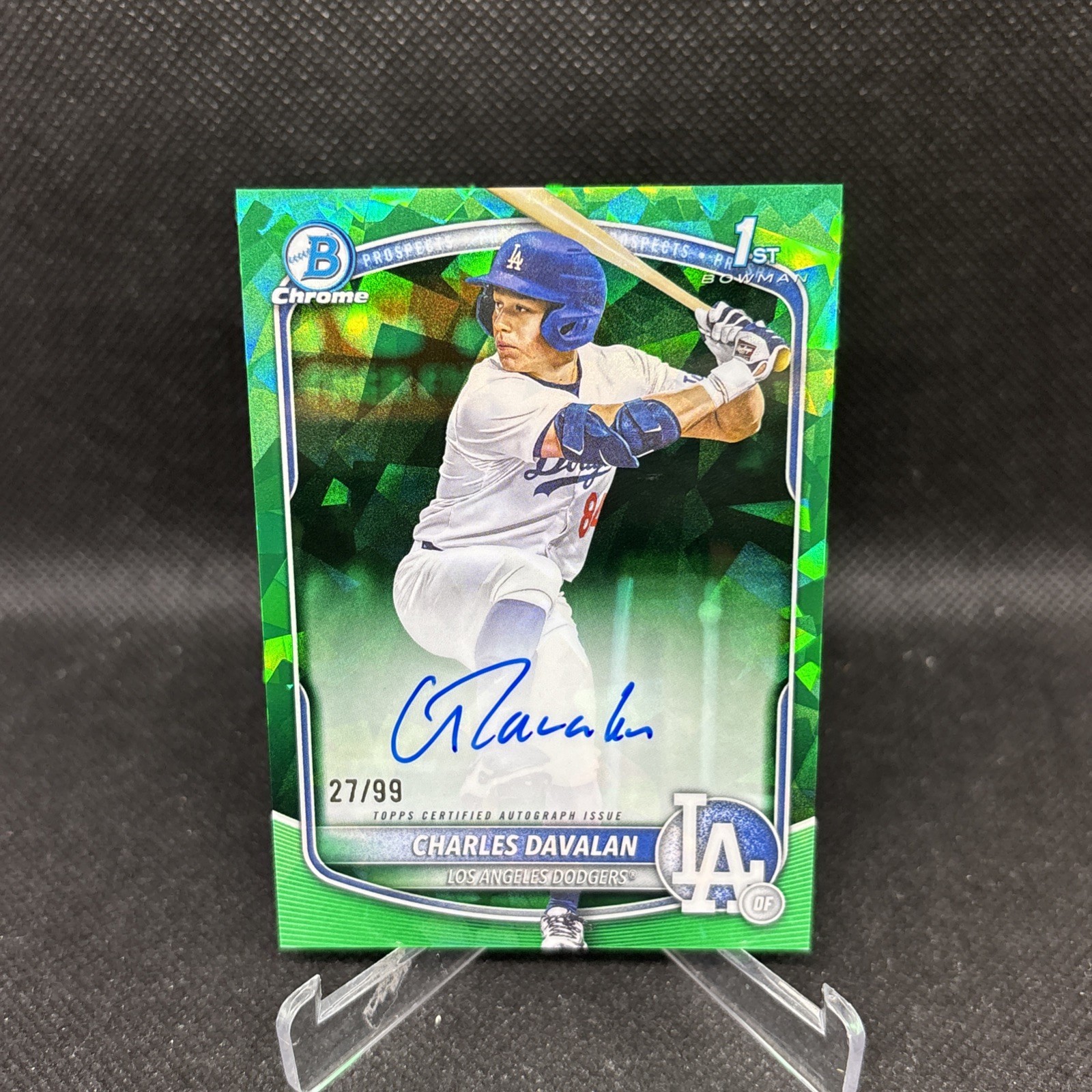 2025 Bowman Chrome Draft Sapphire Charles Davalan 1st Green Sapphire Auto /99 RC