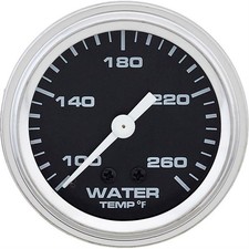 Speedway Mechanical Water Temperature Gauge With Adapter 2-116 Inch Black