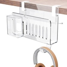 Acrylic Desk Side Storage,Under Desk Laptop Holder Storage Clamp on desk shel...