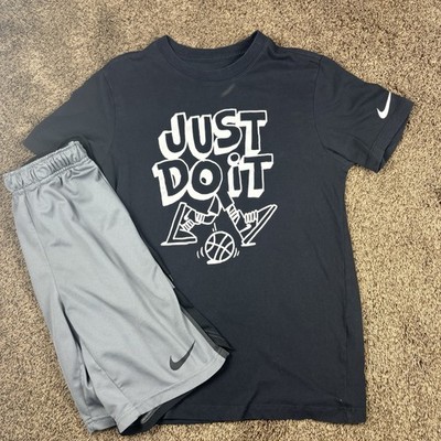 Nike Dri Fit Outfit Mens Small Shirt Shorts Set Just Do It Athletic Gym Black