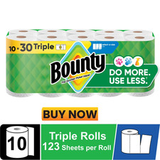 Bounty Paper Towels Select-A-Size White, 10 Triple Rolls, 123 Sheets Per Roll