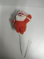 Vintage 60 s Flocked Santa Claus Christmas Floral Table Top Decoration