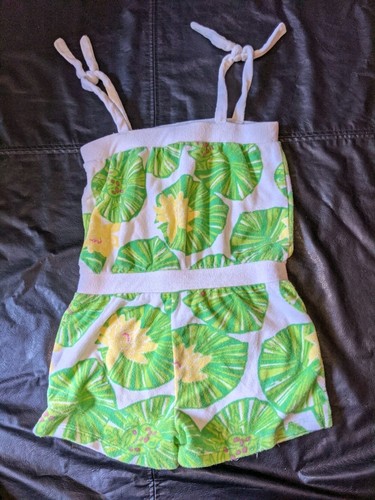 Lilly Pulitzer Girls Romper Size 4 Terry Cloth Lilly Pad Print - Picture 16 of 24