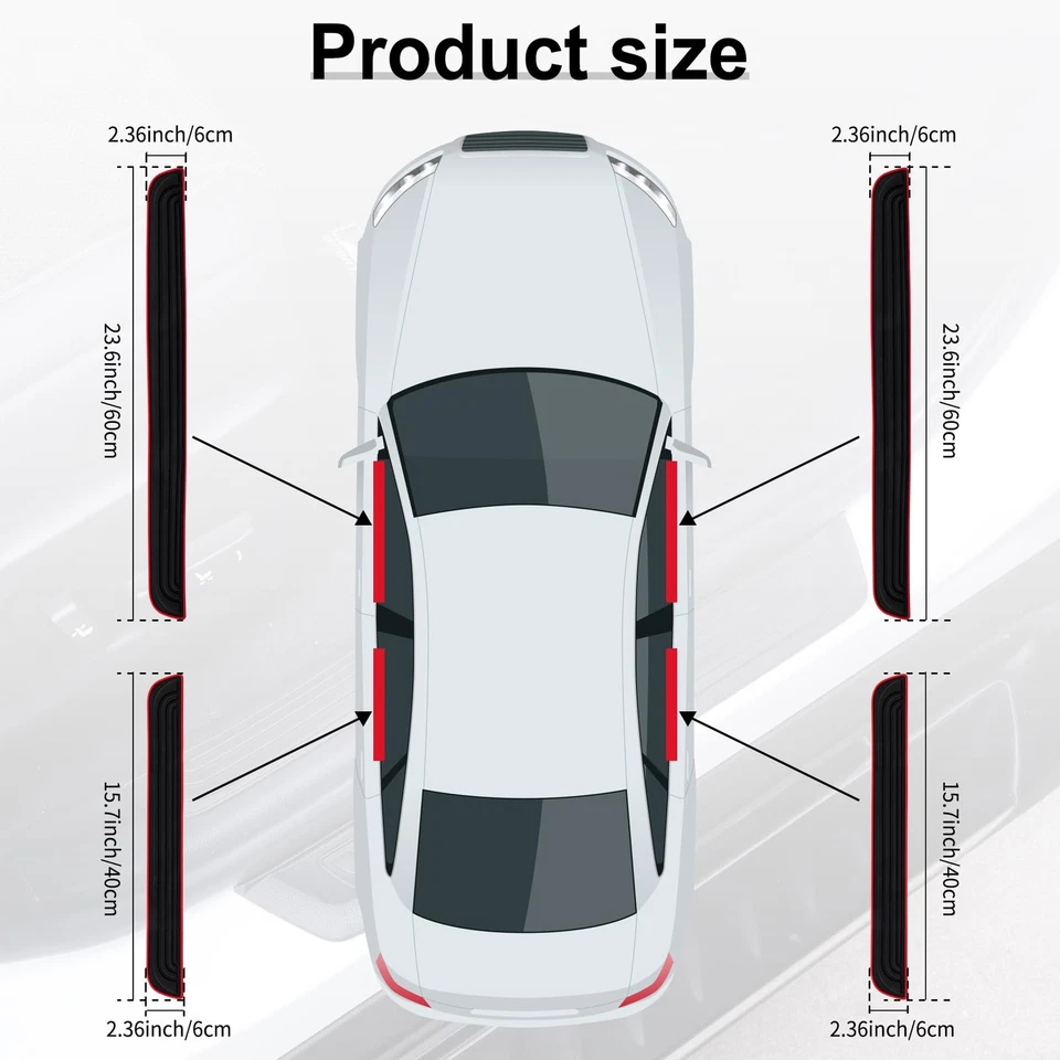 SINGARO 汽车门窗保护膜 4 件橡胶 23.6x2.36 英寸阈值防尘罩 Co — 第 2/4 张图片