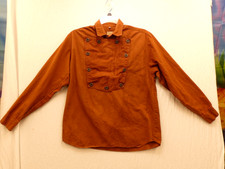 Camisa Babero Western De Colección WAH Maker Para Hombres Mediana Marrón Viejo Oeste Vaquero Frontera EE. UU.