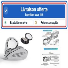 Loupe de bijoutier 40x pliante en métal avec lumière LED