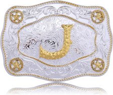 Western Belt Buckles Initial Letters ABCDJMR to Z Large Gold Rodeo Cowboy Belts