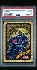 2025 Topps Chrome Marvel Comics Gold Wave Refractor 8/50 Ultron #138 PSA 8 NM