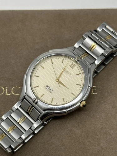 VERY RARE Vintage Seiko Dolce Kinetic Textured Dial Dress Watch FUNCTIONAL
