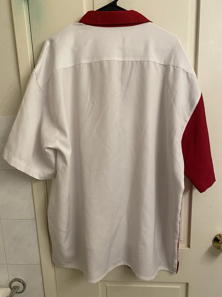 Montique Men's SS Red/White Button Down Shirt 2XL Polyester - Image 4 of 4