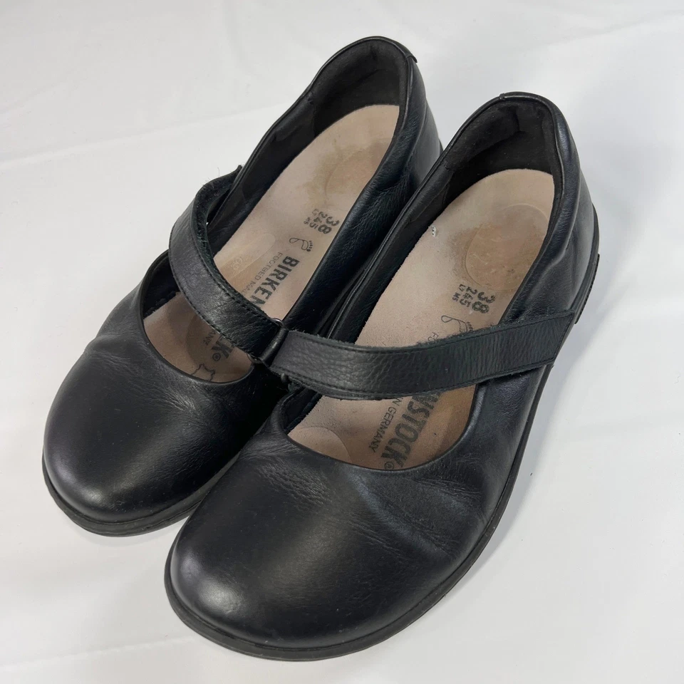 Birkenstock Iona Mary Jane Shoes Women's 38 7–7.5 Black Leather Comfort Flats - Image 4 of 4