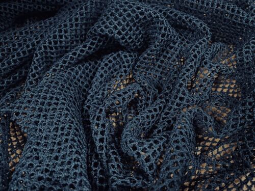 Fishnet Mesh Net Fabric, Per Metre - Plain - Teal - Picture 1 of 4