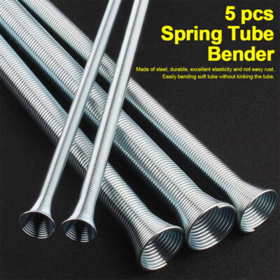 5pcs 21cm Spring Bending Tube Pipe Bender 1/4'' 5/16'' 3/8'' 1/2'' 5/8'' Silver Set