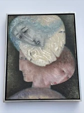 PARIS 1950'S PORTRAIT PAINTING MID CENTURY MODERN LISTED CUBISM ISREAL BRISEL