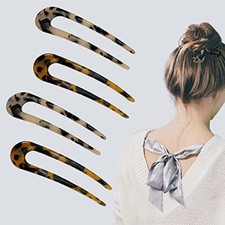 4 Pack French Hair Forks U Shaped Hair Pins for Thick Hair Updo Hair Barrettes