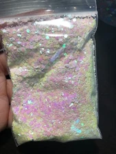 Pearlescent Indescent White Pink Hexagon shapes Glitter 0.4,1,2mm MIX US Seller
