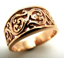 Size X Kaedesigns New Genuine 9ct Full Solid Wide Rose Gold Filigree Swirl Ring