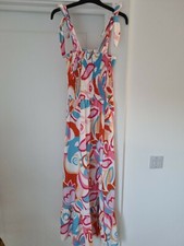 Abstract Multi Bandeau Maxi Dress Side Split Brand New