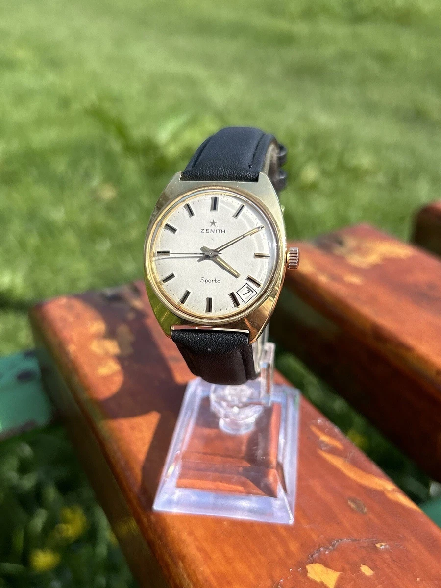 Vintage Watch Zenith Sporto Mechanical Wristwatch Gold Plated 1970s