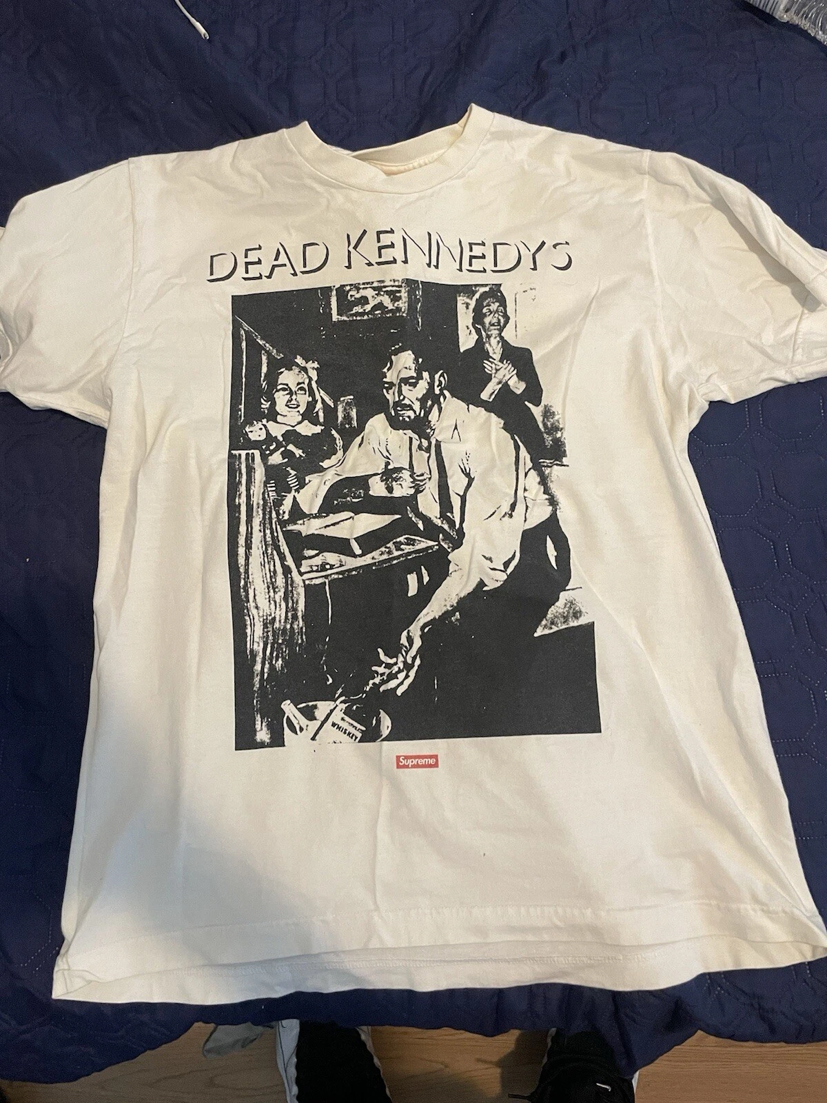 T shirt blanc Supreme Dead Kennedys taille L SS14 trop ivre pour F***