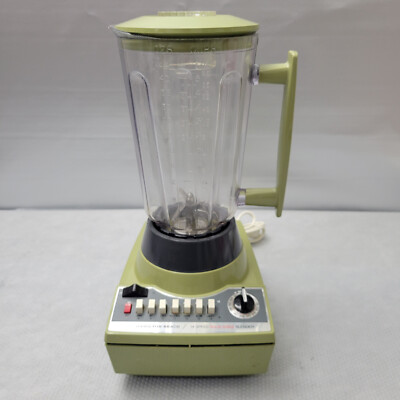 Vintage Olive Green Hamilton Beach 14 Speed Blender #654 Plastic 44 oz Excellent