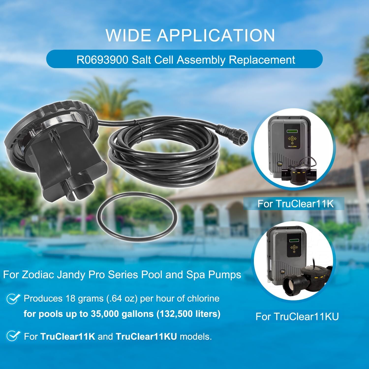 For All Jandy Pro Series TruClear Chlorine TruClear Salt Cell Assembly R0693900