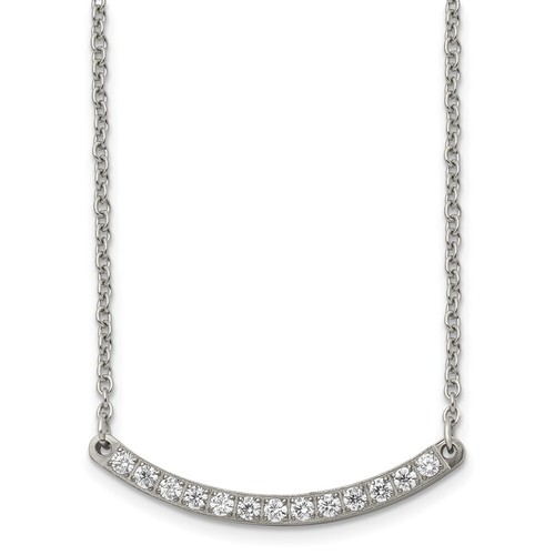 Chisel Titanium Polished with CZ Bar 20.5 inch Necklace; 20.5 inch