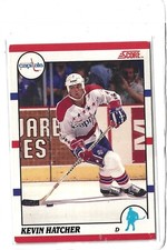 1990-91 Score Hockey NHL Kevin Hatcher #90 Washington Capitals Hall of Fame Card