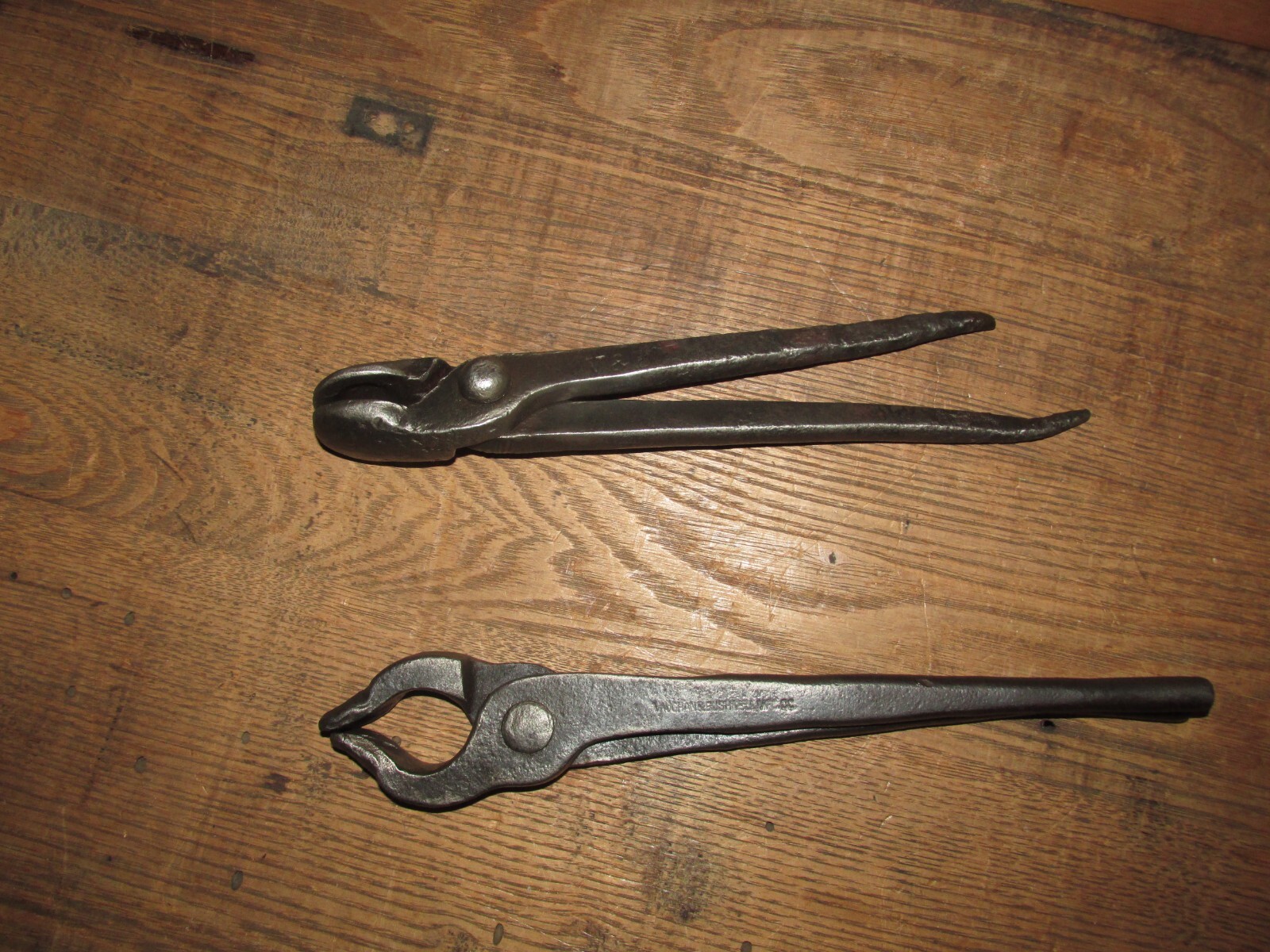 2 Vaughn & Bushnell Blacksmith Tongs 1 Curved Lip, 1 Pickup Tong is