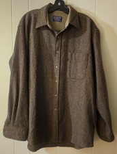 Pendleton 100% Virgin Wool Shirt Mens Large Brown Button Up L/S Made in USA