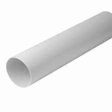 Plastic Round Ducting Ventilation Duct Pipe - 125mm / 1.4m - White Rigid Tube