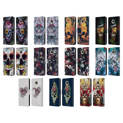 OFFICIAL RIZA PEKER SKULLS 9 LEATHER BOOK WALLET CASE COVER FOR MOTOROLA PHONES