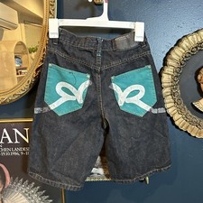 Boys Blue Denim Rocawear Graphic Print Original Fit Shorts Size 10 Y2K VTG