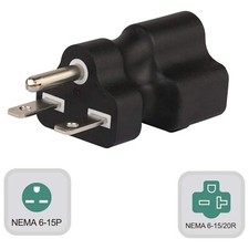 Nema 6-15P Male to Nema 6-15/20R Comb Female AC Adapter, 15Amp to 20Amp 250V