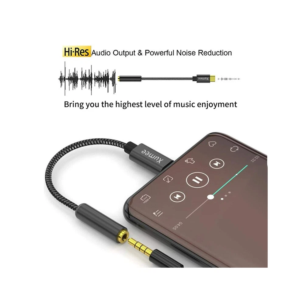 Adaptador de auriculares USB C a 3,5 mm - USB tipo C a conector de audio AUX Hi-Res DAC Do... Foto 3 de 4