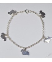 Silbernes Rollo-Kettenarmband, Mit AnhäNger Silhouetten Von Schottischem Hund Lu