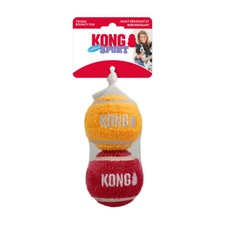 Kong Sport Softies Tennis Balls Lg 2pk Tough Bouncy No Squeak Dog Fetch Toy 3"
