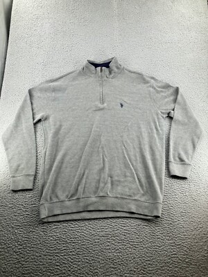 US Polo Assn Sweatshirt Mens Extra Large Tall XLT Gray Quarter Zip Pullover