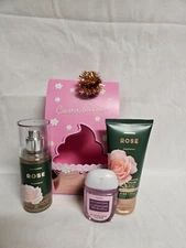 Bath and Body Works Rose Cream and Mist W A Hand Gel Gift Set Feliz Cumpleanos