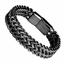 Stylish Men's High Quality Titanium Steel Double Curb Chain Magnetic Bracelet