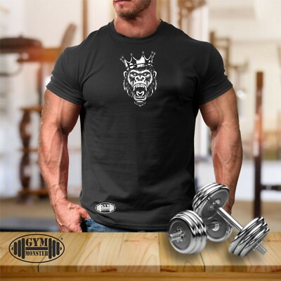 King Gorilla T Shirt Gym Clothing Bodybuilding Training Workout Exercise MMA Top
