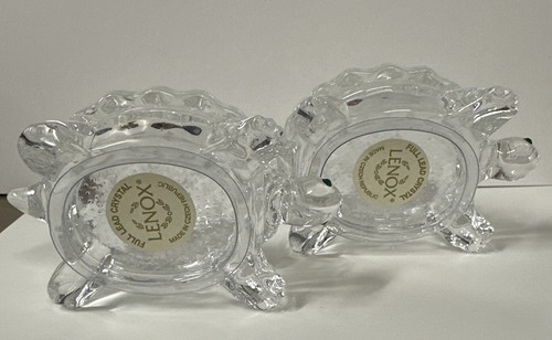Lenox Crystal "The Sparkling Turtles" Salt & Pepper Holders Set Green Eyes - Picture 5 of 7