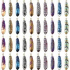 40Pcs Enamel Feather Shape Charms Pendants DIY Bracelet Necklace Jewelry Making