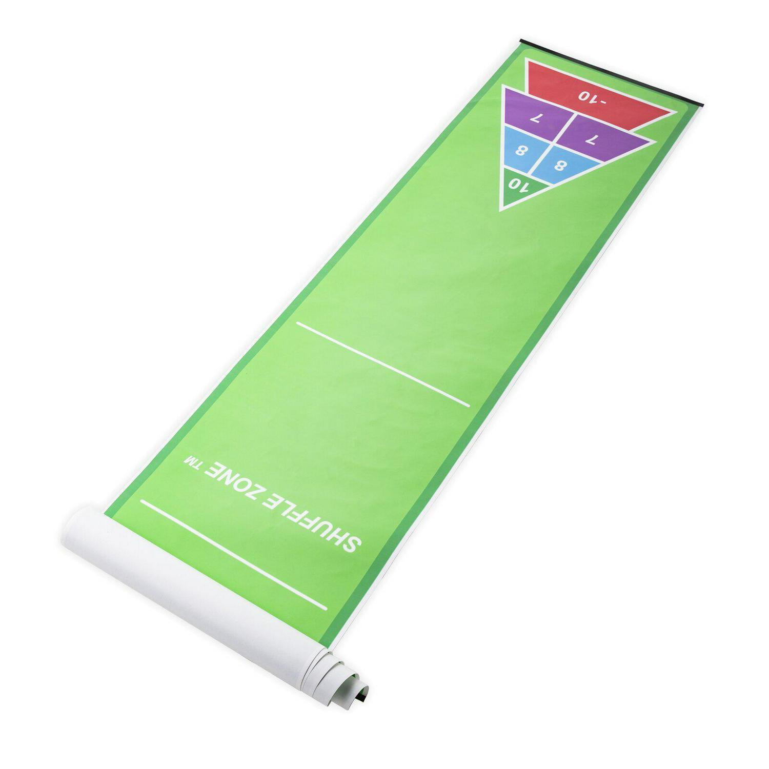 Indoor Shuffleboard Game With Oxford Mat And Rolling Pucks and Carrying