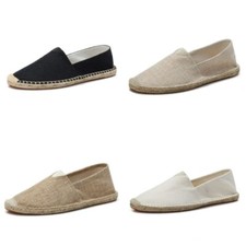 Mens Womens Comfortable Flat Canvas Shoes Casual Slip On Patchwork Espadrille