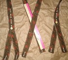 Civil War Suspenders DEEP GREEN RED Sewn on Period Hand Crank Sewing Machine  — photo 2