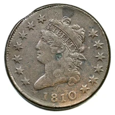 1810 S-283 R-2 Small Clip Classic Head Large Cent Coin 1c