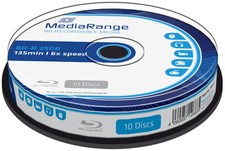 10 Mediarange Rohlinge Blu-ray BD-R 25GB 6x S...