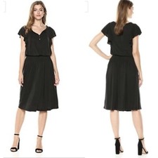 Ella Moss Black Midi Dress with Smocking size S
